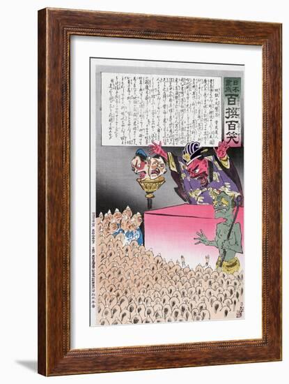 Chinese Cartoon, 1895-Kiyochika Kobayashi-Framed Giclee Print