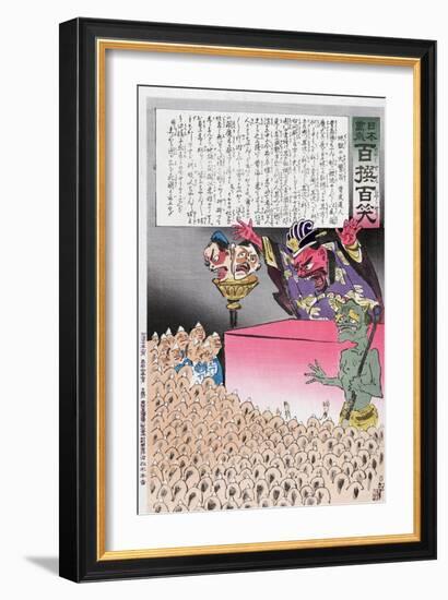 Chinese Cartoon, 1895-Kiyochika Kobayashi-Framed Giclee Print