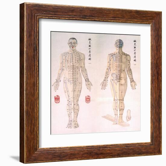 Chinese Chart of Acupuncture Points on a Male Body, 1956-null-Framed Art Print