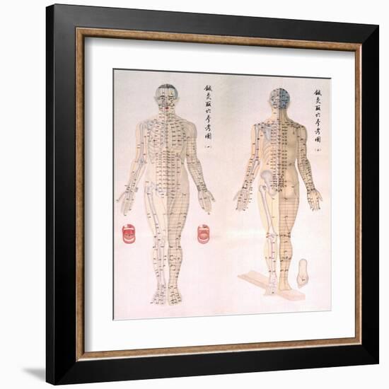 Chinese Chart of Acupuncture Points on a Male Body, 1956-null-Framed Art Print