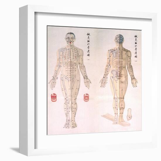 Chinese Chart of Acupuncture Points on a Male Body, 1956-null-Framed Art Print