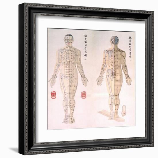 Chinese Chart of Acupuncture Points on a Male Body, 1956-null-Framed Art Print