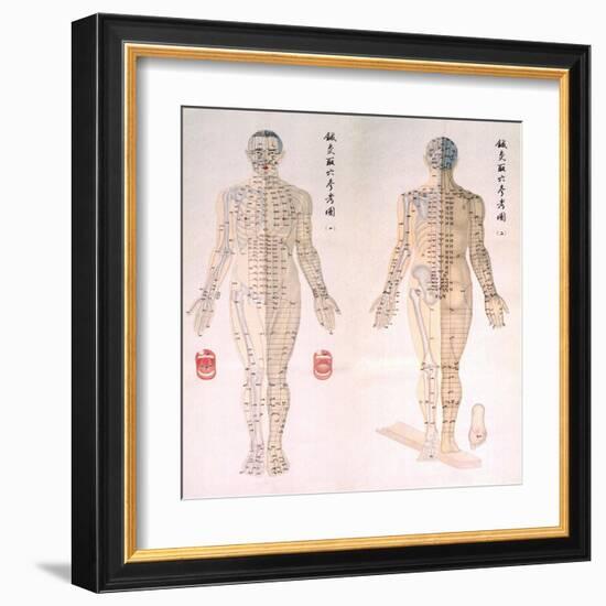 Chinese Chart of Acupuncture Points on a Male Body, 1956-null-Framed Art Print