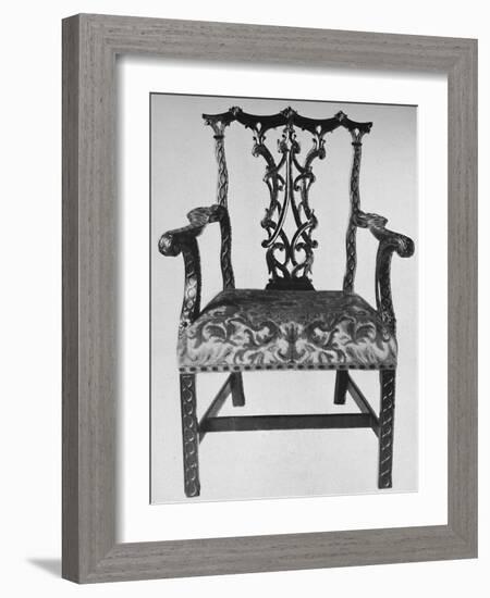 'Chinese Chippendale Elbow-Chair with Seat in Contemporary Needlework', mid 18th century, (1928)-Thomas Chippendale-Framed Giclee Print