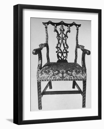 'Chinese Chippendale Elbow-Chair with Seat in Contemporary Needlework', mid 18th century, (1928)-Thomas Chippendale-Framed Giclee Print