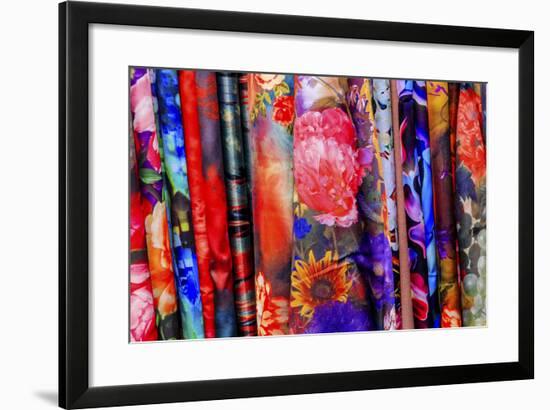 Chinese Colorful Flower Silk Scarves Decoration Yuyuan Garden Shanghai, China-William Perry-Framed Photographic Print