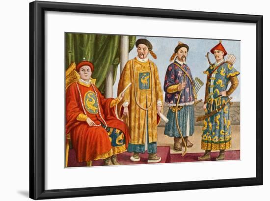 Chinese Costumes - Emperor, Mandarin, and Military Mandarin-Tancredi Scarpelli-Framed Giclee Print