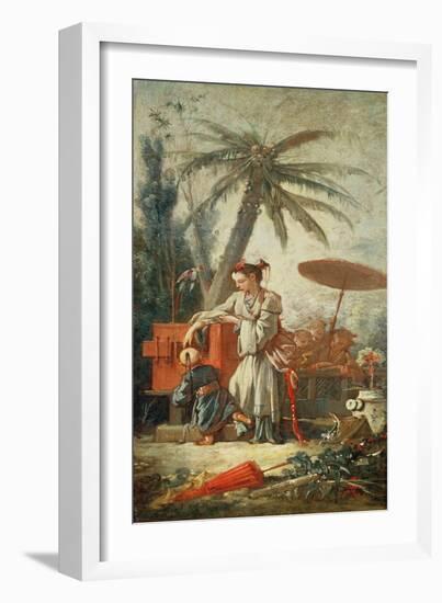 Chinese Curiosity, Study for a Tapestry Cartoon, C.1742-Francois Boucher-Framed Giclee Print