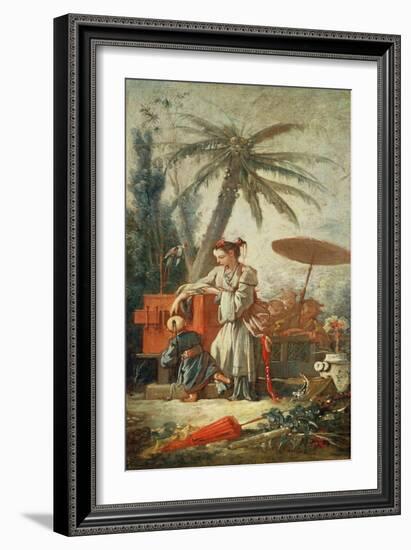 Chinese Curiosity, Study for a Tapestry Cartoon, C.1742-Francois Boucher-Framed Giclee Print