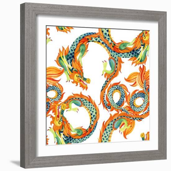 Chinese Dragon Pattern-tanycya-Framed Art Print