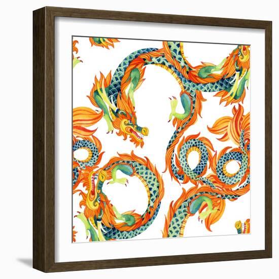 Chinese Dragon Pattern-tanycya-Framed Art Print