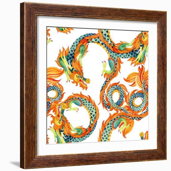 Chinese Dragon Pattern-tanycya-Framed Art Print