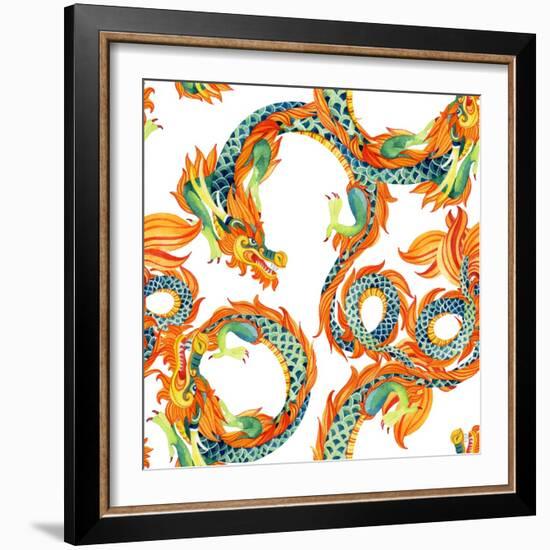 Chinese Dragon Pattern-tanycya-Framed Art Print