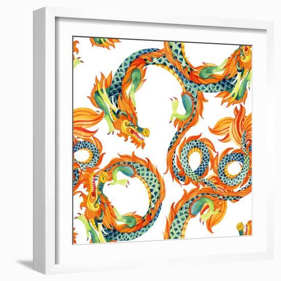 Chinese Dragon Pattern-tanycya-Framed Art Print