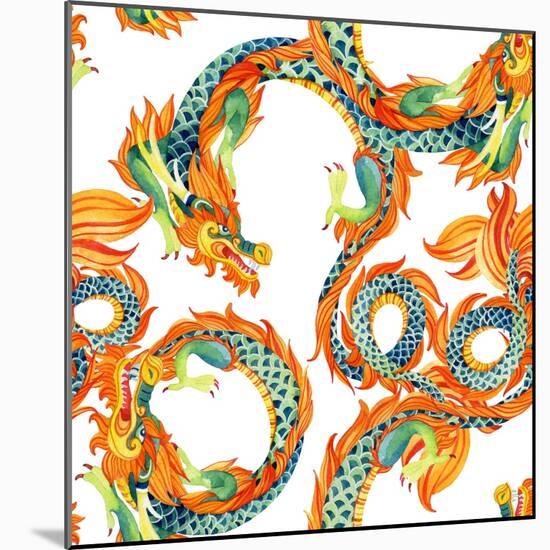 Chinese Dragon Pattern-tanycya-Mounted Art Print