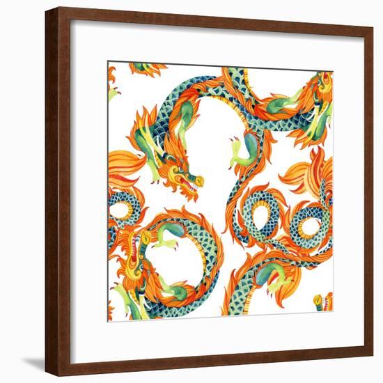 Chinese Dragon Pattern-tanycya-Framed Premium Giclee Print