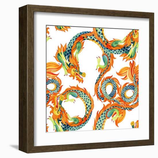 Chinese Dragon Pattern-tanycya-Framed Art Print