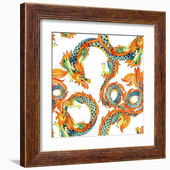 Chinese Dragon Pattern-tanycya-Framed Art Print