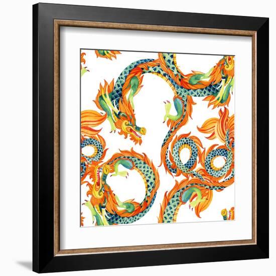 Chinese Dragon Pattern-tanycya-Framed Art Print