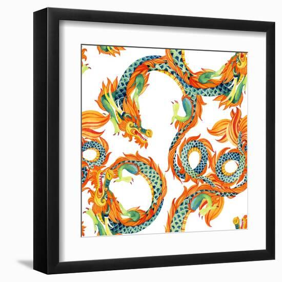 Chinese Dragon Pattern-tanycya-Framed Art Print