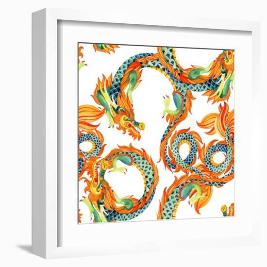 Chinese Dragon Pattern-tanycya-Framed Art Print