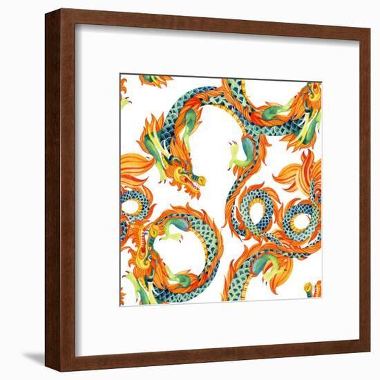 Chinese Dragon Pattern-tanycya-Framed Art Print