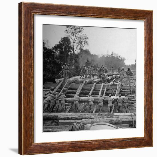 Chinese Engineers Construct a Wooden Bridge by Hand on the Ledo Road, Burma, July 1944-Bernard Hoffman-Framed Photographic Print