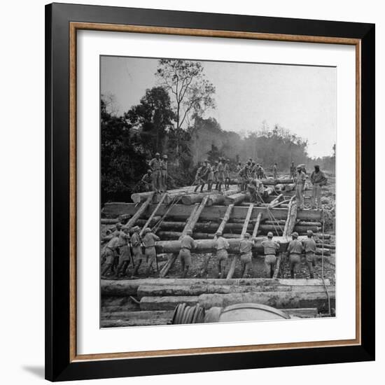 Chinese Engineers Construct a Wooden Bridge by Hand on the Ledo Road, Burma, July 1944-Bernard Hoffman-Framed Photographic Print