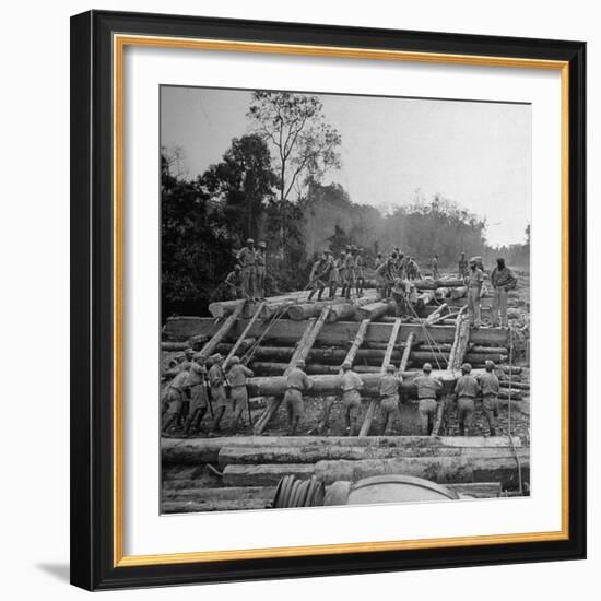 Chinese Engineers Construct a Wooden Bridge by Hand on the Ledo Road, Burma, July 1944-Bernard Hoffman-Framed Photographic Print