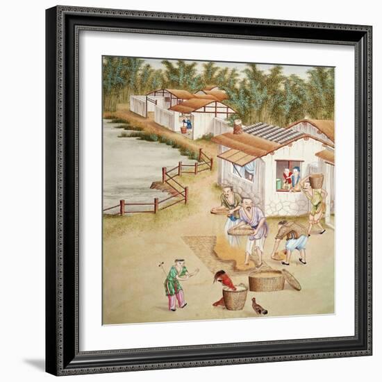 Chinese Farmers Sieving Rice-null-Framed Giclee Print