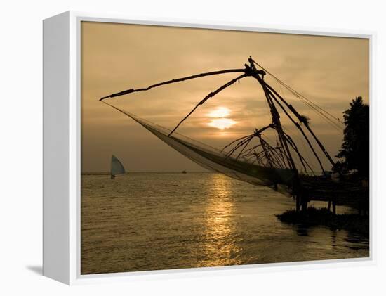 Chinese Fishing Nets at Sunset, Kochi (Cochin), Kerala, India, Asia-Stuart Black-Framed Premier Image Canvas