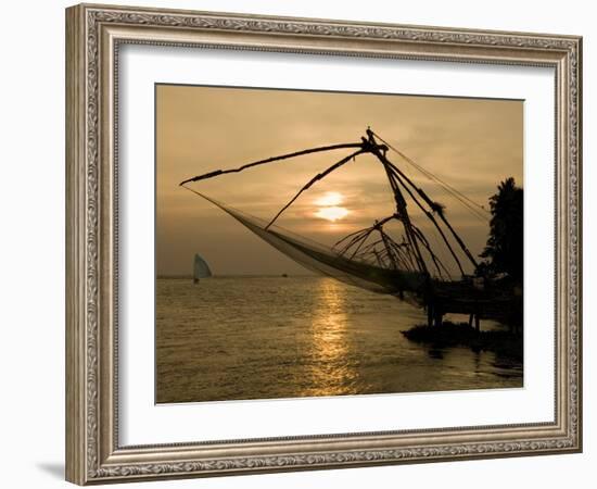 Chinese Fishing Nets at Sunset, Kochi (Cochin), Kerala, India, Asia-Stuart Black-Framed Photographic Print