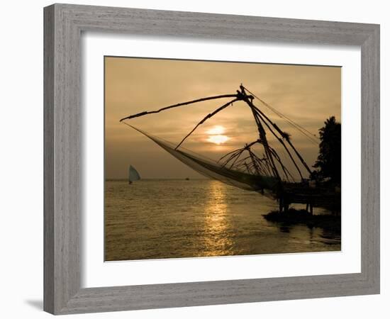 Chinese Fishing Nets at Sunset, Kochi (Cochin), Kerala, India, Asia-Stuart Black-Framed Photographic Print