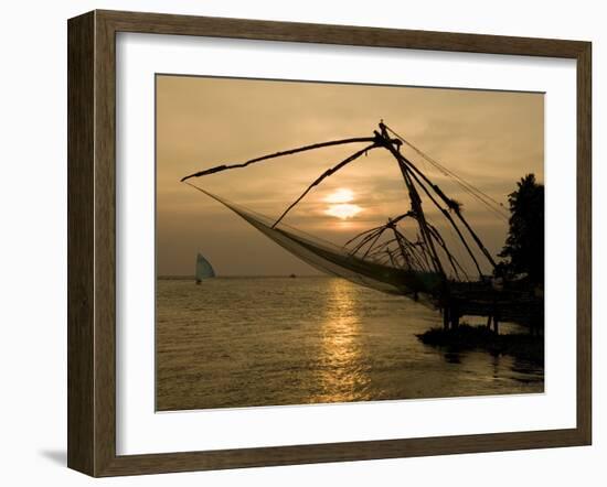 Chinese Fishing Nets at Sunset, Kochi (Cochin), Kerala, India, Asia-Stuart Black-Framed Photographic Print