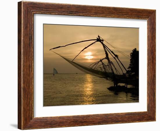 Chinese Fishing Nets at Sunset, Kochi (Cochin), Kerala, India, Asia-Stuart Black-Framed Photographic Print