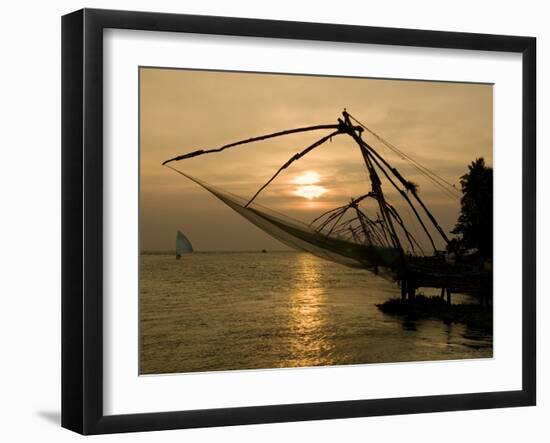 Chinese Fishing Nets at Sunset, Kochi (Cochin), Kerala, India, Asia-Stuart Black-Framed Photographic Print