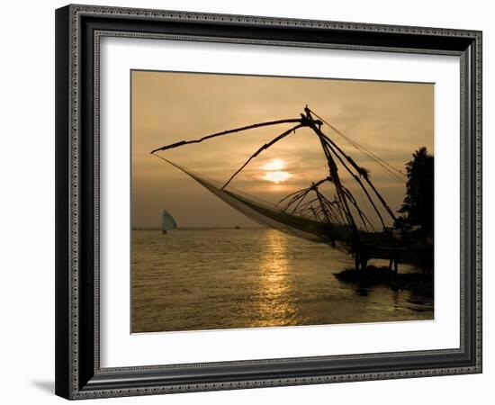 Chinese Fishing Nets at Sunset, Kochi (Cochin), Kerala, India, Asia-Stuart Black-Framed Photographic Print