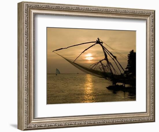 Chinese Fishing Nets at Sunset, Kochi (Cochin), Kerala, India, Asia-Stuart Black-Framed Photographic Print