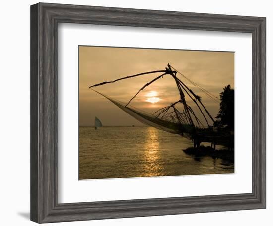 Chinese Fishing Nets at Sunset, Kochi (Cochin), Kerala, India, Asia-Stuart Black-Framed Photographic Print