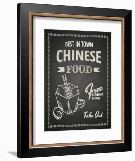 Chinese Food Poster on Black Chalkboard-hoverfly-Framed Art Print