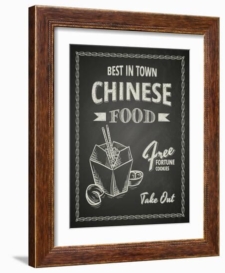 Chinese Food Poster on Black Chalkboard-hoverfly-Framed Art Print