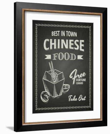 Chinese Food Poster on Black Chalkboard-hoverfly-Framed Art Print