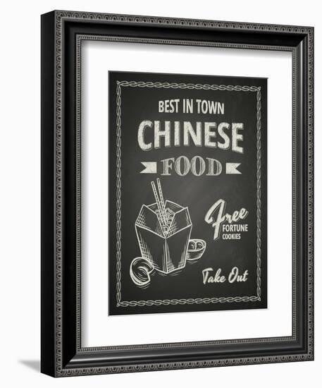 Chinese Food Poster on Black Chalkboard-hoverfly-Framed Premium Giclee Print