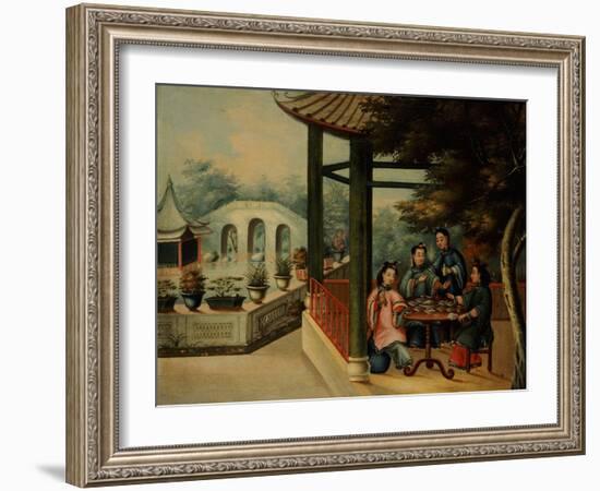 Chinese Garden Scenes with Ladies Taking Tea, Chinese School, Mid 19th Century-Wu Changshuo-Framed Giclee Print