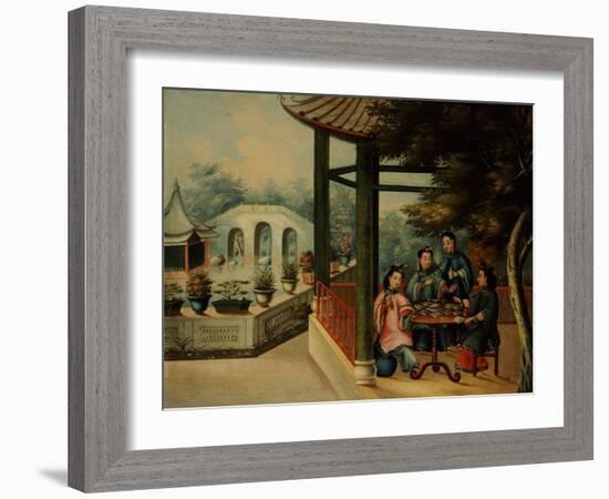 Chinese Garden Scenes with Ladies Taking Tea, Chinese School, Mid 19th Century-Wu Changshuo-Framed Giclee Print