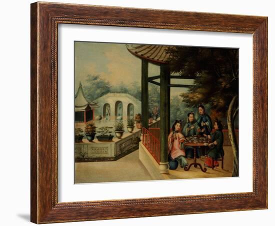 Chinese Garden Scenes with Ladies Taking Tea, Chinese School, Mid 19th Century-Wu Changshuo-Framed Giclee Print