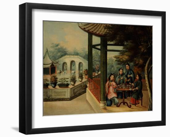 Chinese Garden Scenes with Ladies Taking Tea, Chinese School, Mid 19th Century-Wu Changshuo-Framed Giclee Print