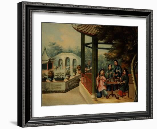 Chinese Garden Scenes with Ladies Taking Tea, Chinese School, Mid 19th Century-Wu Changshuo-Framed Giclee Print