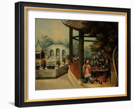 Chinese Garden Scenes with Ladies Taking Tea, Chinese School, Mid 19th Century-Wu Changshuo-Framed Giclee Print