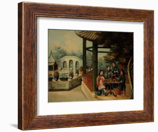 Chinese Garden Scenes with Ladies Taking Tea, Chinese School, Mid 19th Century-Wu Changshuo-Framed Giclee Print